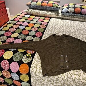 Free People Chunky Olive Open-Weave Knit Sweater